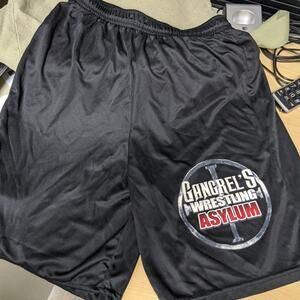 GWA Gangrel Wrestling Asylum 3XL (XXXL) 100% Polyester Augusta Black Shorts